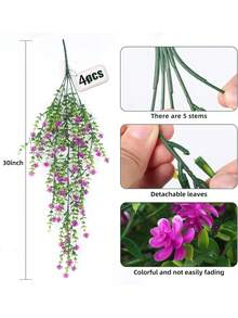 4pcs Artificial Flowers For DIY Decoration, Suitable For Home Hallway, Garden, Patio, Dining Table, Living Room And Other Occasions Like Wedding Party. Simulated Plant Floral Decor, Year-Round Home Decoration - Multicolor - View 4