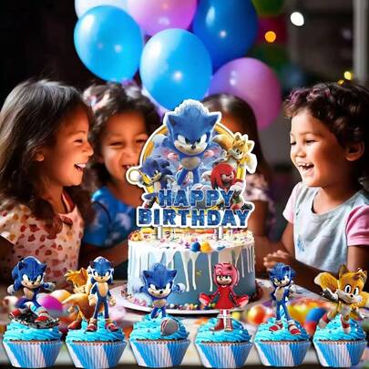 Đồ trang trí bánh kem hình nhím hoạt hình, đồ trang trí bánh cupcake hoạt hình, đồ trang trí tiệc sinh nhật theo chủ đề anime.