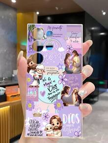 1pc Jesus Cross Flower Lamb Slogan Soft Phone Case Compatible With Huawei Honor, Galaxy, - Clear - View 5