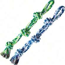 2件装狗狗磨牙玩具，狗狗磨牙玩具，咬绳，耐用打结绳玩具，拔河互动玩具，适合大型犬，棉绳玩具 - 彩色 - 查看 3