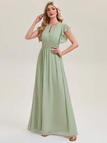 EVERPRETTY 雪纺露背荷叶边伴娘礼服 - 薄荷綠 - 查看 4