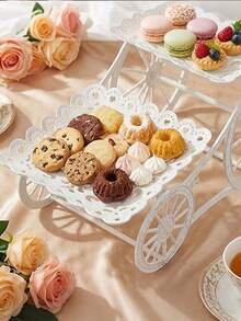 White Lace Tiered Cake Stand, European Style Dessert Stand, Suitable For Indoor Display Of Afternoon Tea Snacks. Applicable For Christmas, Thanksgiving, Wedding, Birthday Party, Tea Party, Home Decor And Centerpiece. - Multicolor - View 4