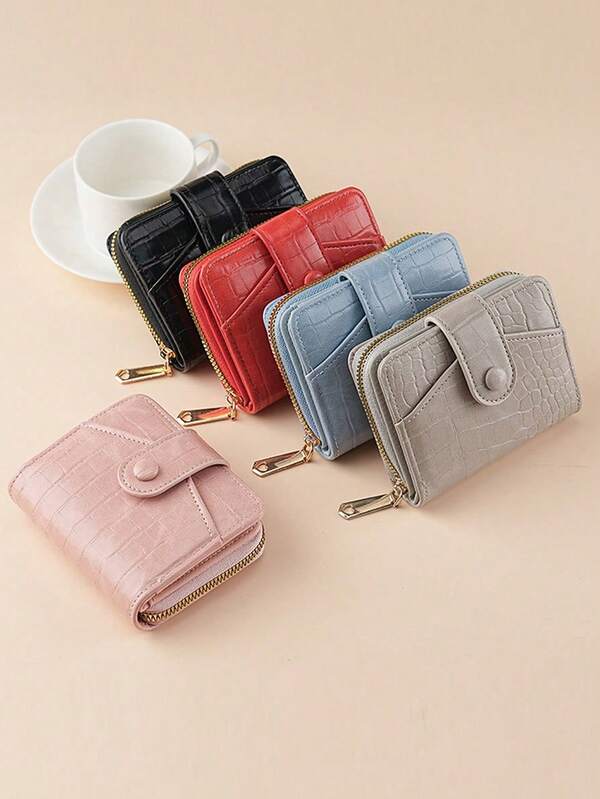 Marble Texture Girl's Wallet, Large Capacity Short Wallet With Multiple Card Slots, Solid Color High-End Coin Purse, Macaron Color Minimalist Daily Multi-Layer Wallet, Versatile Fresh Card Holder