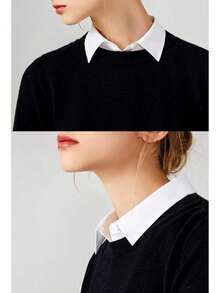 4pcs/2pcs/1pc Women's White Pointed Collar Detachable Shirt Collar, Fake Collar, Sweater Underlayer, Sleeveless Shirt, Multifunctional Vest Shirt, Collar Shirt, Fake Half Shirt, Artificial Fake Collar, Suitable For Business Casual All Seasons, Office Wear, Holiday Gift (Button Color Random) - Multicolor - View 9