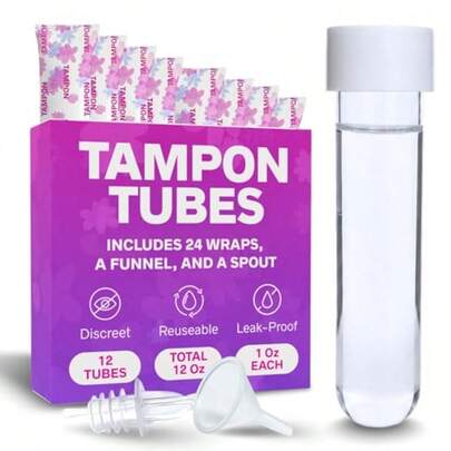 Tampon Flask Kit - 2 Tampon Tus 24 Wrappers  Funnel And  Spout - Undetectable On-Te-Go Drink S