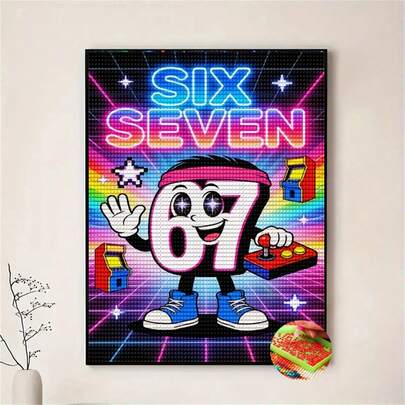 1pc DIY 5D Diamond Painting, Arcade Game Style 67, Full Round Diamond, Frameless, Multi-Size, Suitable For Living Room & Bedroom Wall Decor, Handcraft Beginner Gift, Indoor Art Decoration