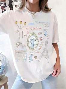 Remy Ratatouille Paris Coquette Bow T-Shirt, Matching Disneyland Family T-Shirt, Remy's Ratatouille Adventure T-Shirt,Unisex - 白色 - 查看 2
