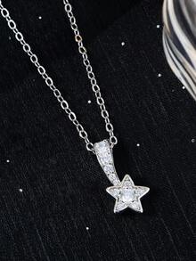 1件S925银流星水钻吊坠项链，采用五角星和彗星尾设计，动感闪耀，适合日常佩戴和浪漫场合。 - 銀色 - 查看 1