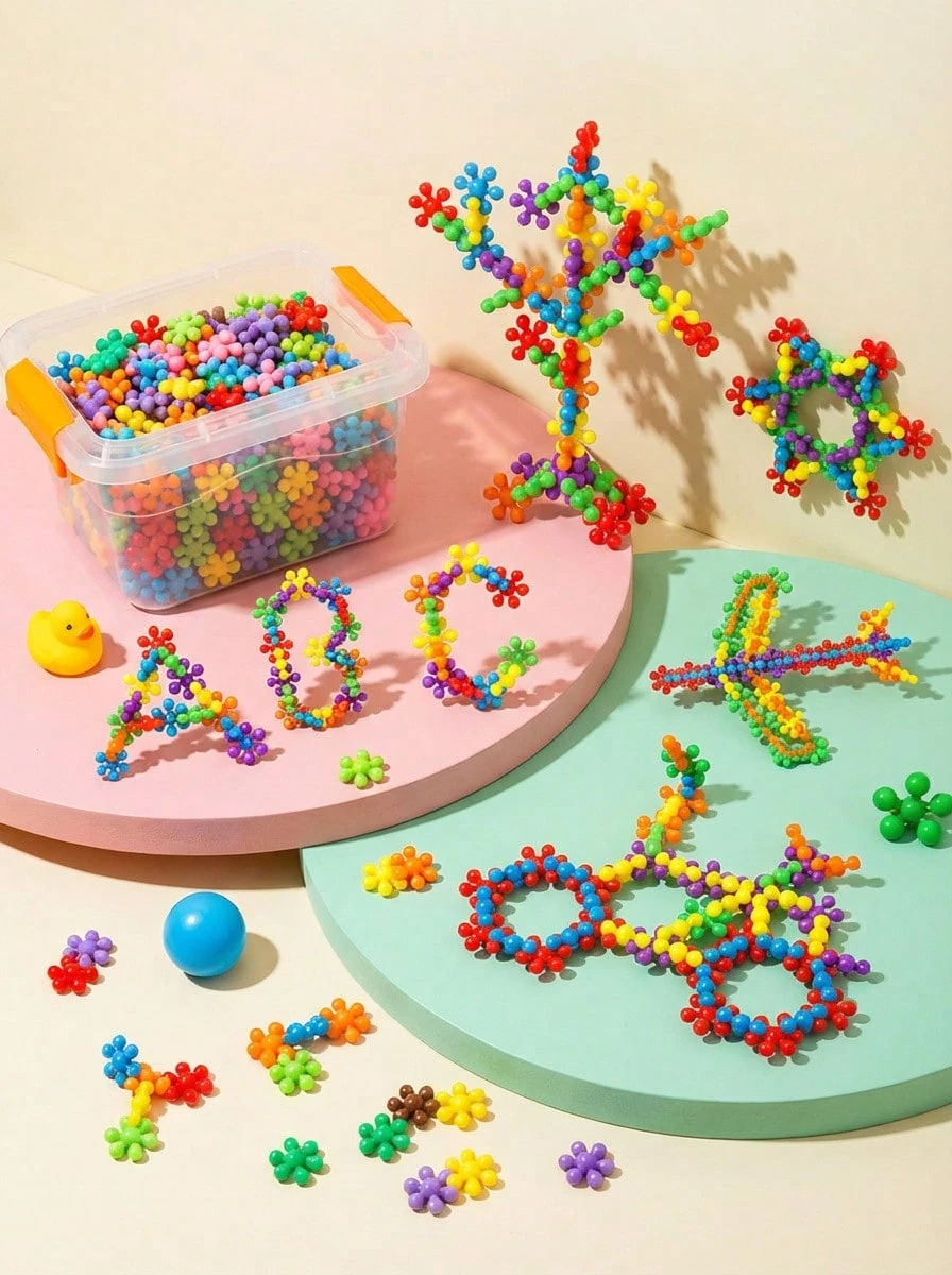 60/100/200 pezzi Puzzle a incastro con blocchi da costruzione a forma di fiori di pruno e fiocchi di neve 3D - Giocattoli di assemblaggio in plastica educativi per Pasqua, Natale e regali, giocattoli per bambini, puzzle, giocattoli per bambini, giocattoli per bambini, blocchi da costruzione, giocattoli per bambini, giocattoli per bambini, giocattoli