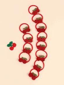 12PCS Mother's Day Hair Band For Girls Heart Hair Tie, Heart Rhinestone Elastic Hairpin, Sweet Cute Cherry Hair Elastic Ties Set For Mother Gift And Casual Daily Wear Spring&Summer Outfit, Mother's Day Teens Hair Accessories - Multicolor - View 6