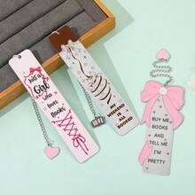 女士粉色蝴蝶结书签 - 粉色蝴蝶结金属不锈钢书签带吊坠，适合女性阅读爱好者，有趣的女性成人语录，页面标记，书籍爱好者礼物。 - 多色 - 查看 11
