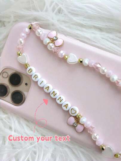 1 pieza Pulsera personalizable con dije para teléfono - Texto a medida, elegante y funcional, excelente para la vida diaria, teléfonos, llaves o bolsos, regalo personalizado creativo para familiares y amigos