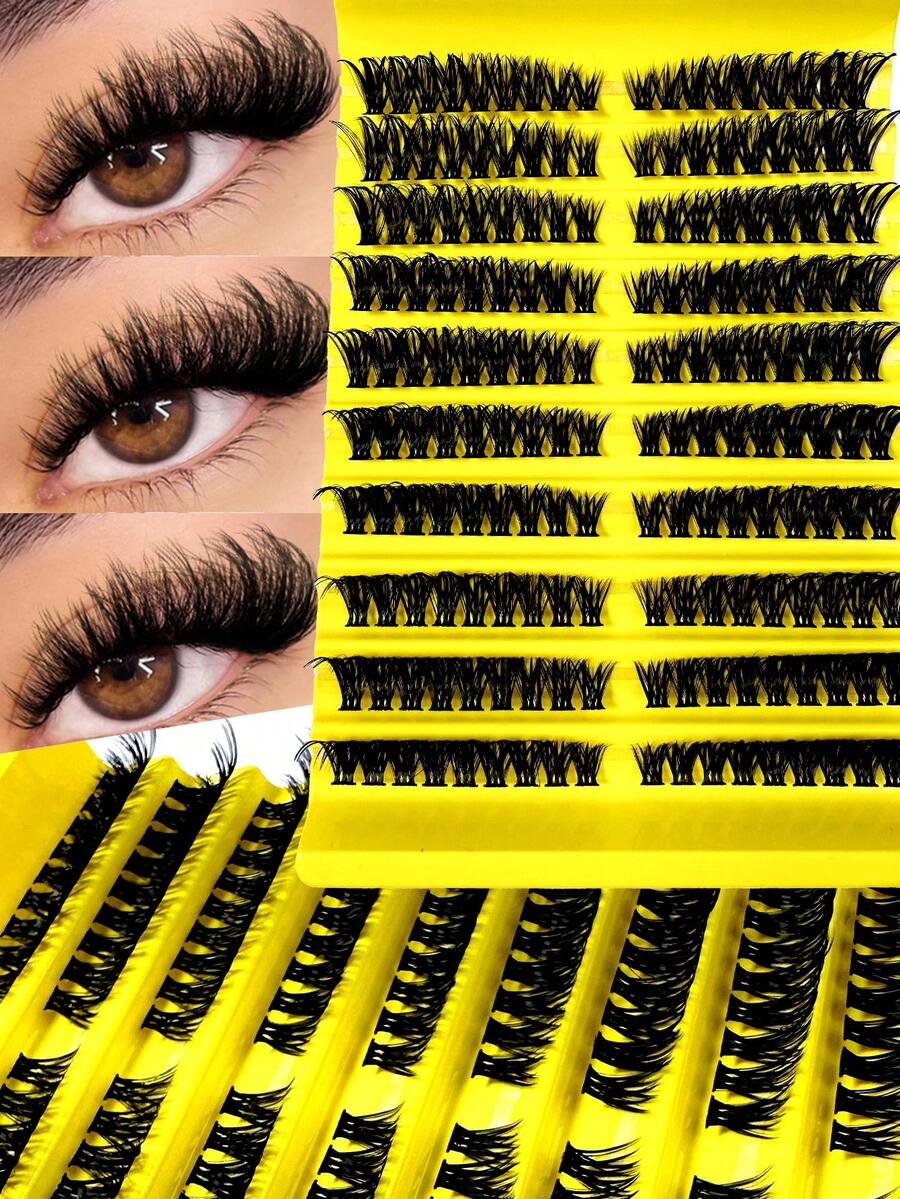 8-16mm Curl D Type DIY 180 Cluster False Eyelashes 80D 3D Thick Fluffy False Eyelashes Faux Mink Makeup Tool Reusable Beauty Product - D - View 1