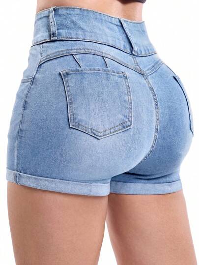 Quần short denim mùa hè dành cho nữ, ôm sát, nâng mông - Chất liệu co giãn cao. Lựa chọn lý tưởng cho các dịp lễ hội - Phong cách và đa năng. Hoàn hảo cho các buổi hẹn hò, đi làm và những bộ trang phục thường ngày thanh lịch - Phong cách Y2K.
