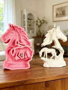 1pc Horse Head Shaped Candle Silicone Mold - C-pink - View 1