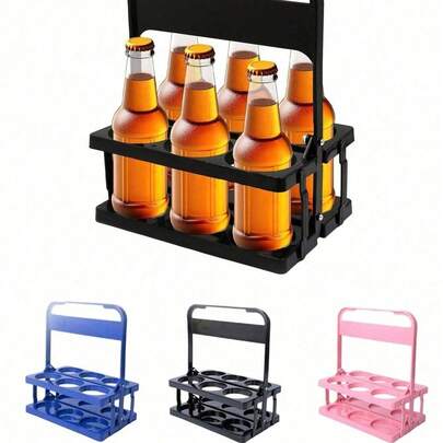 Giỏ đựng bia bằng nhựa gấp gọn, kiểu dáng cổ điển, đựng được 6 chai bia, giá đựng bia có thể gập lại, khay đựng chai bia, giỏ đựng cà phê và trà sữa di động, thích hợp cho mua mang về, ăn uống tại nhà hàng, quán cà phê, tiệc tùng, dã ngoại, cắm trại, họp mặt công ty, trường học, quà tặng Ngày của Cha, sử dụng hàng ngày và đồ dùng cho tiệc tùng, vật dụng thiết yếu cho lễ hội bia.