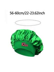 Berretto unisex personalizzato con scritta "Kiss" in raso, berretto da notte morbido e confortevole, cuffia da notte in seta con ampia tesa elastica per la protezione dei capelli, per il lavaggio del viso e del trucco, cuffia da doccia per uso quotidiano, estate, spiaggia - Multicolore - Visualizzare 2