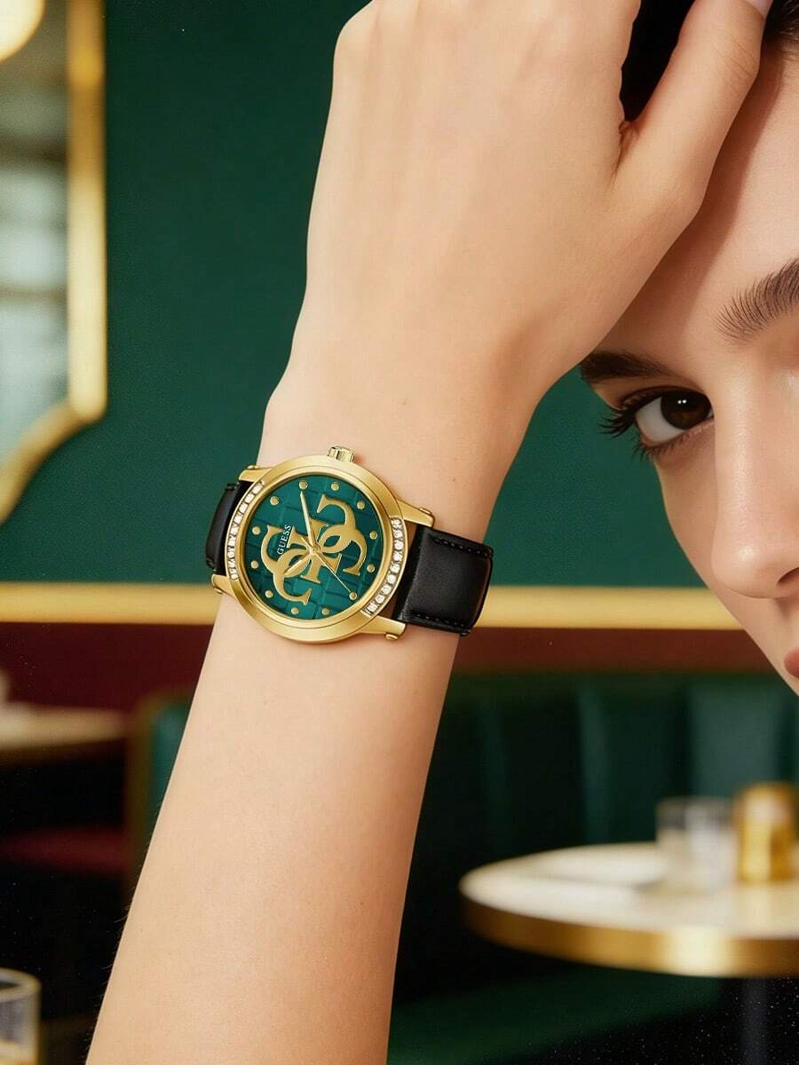 GUESS Annette GW0860L6 女士绿色表盘黑色皮表带石英表 - 綠色 - 查看 1