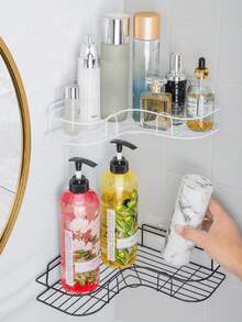 1/2pcs Black Wall Mounted Bathroom Shelf, Cosmetic Hanging, Shower Wall Rack, Suitable For Kitchen, Dining Room, Party, Gift For Friends And Family, Christmas Decor, Home Decor - Multicolor - View 9