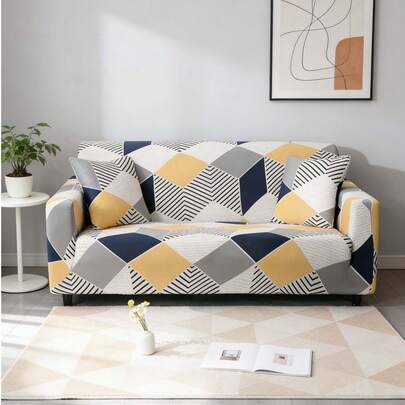 1pc Elastic Sofa Cover, All Inclusive Polyester Fiber Sofa Cover, Knitted Milk Silk All Season Universal Sofa Cover