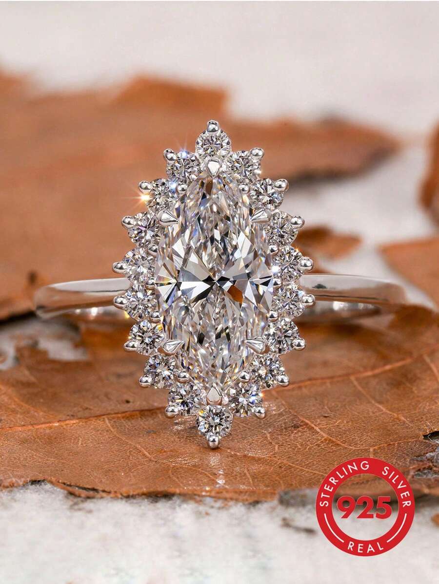 1 chiếc nhẫn kim cương đá Malachite cổ điển và thanh lịch, quà tặng đính hôn/lễ hội, trang sức bạc S925 cao cấp.