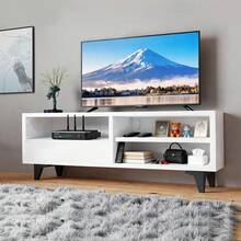 55-Inch TV Stand, Living Room Furniture, Modern Minimalist Retro Style TV Stand, Multimedia Unit With Storage Space, Ideal For The Living Room And Bedroom - 白色 - 查看 10