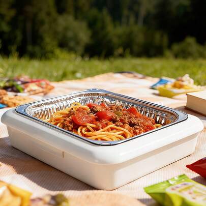  JIASLING Classic Aluminum Foil Pan Carrier With Lid - Elevated Food Serving Tray - Portable Casserole Carrier With Lid - Hosting Essentials