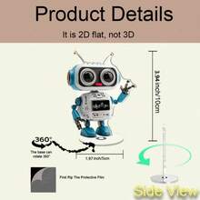 Mô hình robot acrylic xoay 2D | Robot màu trắng và xanh dễ thương có màn hình phát nhạc, lý tưởng để trưng bày trong văn phòng hoặc làm quà tặng ý nghĩa cho người yêu công nghệ, phù hợp với nhiều không gian khác nhau. - B - Xem 2
