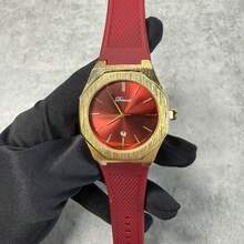 经典休闲石英男士八角形石英表 - 紅色 - 查看 3