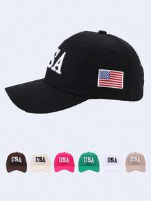 1顶男士时尚美国字母刺绣棒球帽，适合所有季节日常佩戴 - A - 查看 9