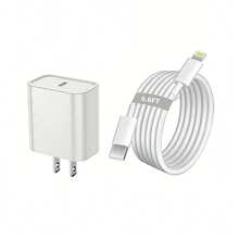 20W 壁掛式快速充電套組，6.6英尺線材，高效充電與數據傳輸，相容於 14 Pro Max/14 Pro/14 Plus/14/13/12/11/XS/XR/ 系列 - 查看 1