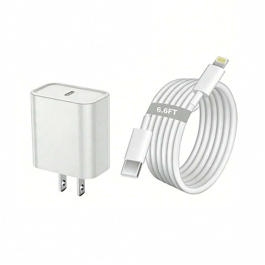 20W 壁掛式快速充電套組,6.6英尺線材,高效充電與數據傳輸,相容於 14 Pro Max/14 Pro/14 Plus/14/13/12/11/XS/XR/ 系列 - 查看 1
