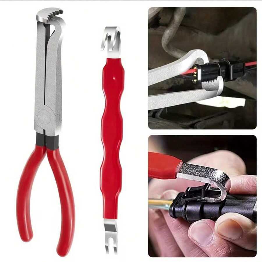 2pcs Electrical Disconnect Pliers Bendable Straight Head Wire Cutters Oil Pipe Disconnecting Pliers Electrical Connector Removal - 1 PC Power-off Clamp + 1 PC Connector - View 1