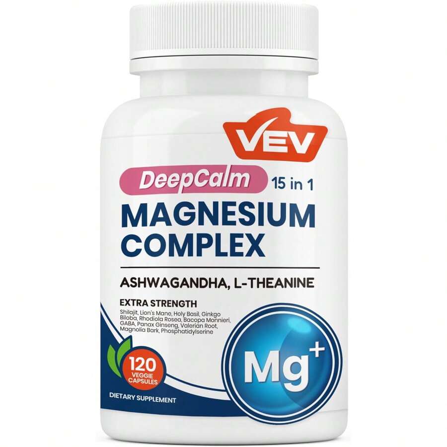 Magnesium Complex Capsules For Women – 15-In-1 Magnesium Glycinate, Citrate, Malate & Oxide With Ashwagandha And L-Theanine – Daily Calm & Wellness Support – Vegan Supplement – 120 Capsules - 1 瓶 - 查看 1