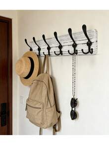 Porte-manteau mural en bois massif, installation avec ou sans perçage disponible. Disponible en 3 couleurs et plusieurs tailles, facile et sécuritaire à installer avec un design de suspension sans dommage. Convient pour la salle de bain, la cuisine, la chambre à coucher et plus, support de rangement robuste pour organiser les articles. - Blanc - Voir 3