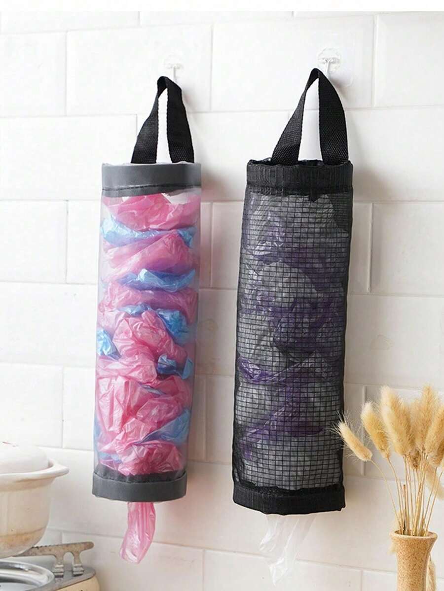 2pcs/1pc Creative Black Large Capacity Trash Bags, Wall-Mounted Space-Saving Design, Convenient Pull-Out Organization, Suitable For Kitchen, Bathroom, Home Daily Use, Practical Household Storage Gadget, Ideal Gift For Mother's Day And Graduation Season - Multicolor - View 1