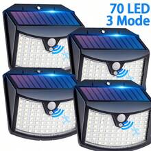 70 LED White Solar Powered Motion Sensor Lights, IP65 Waterproof Outdoor Wall Lamp, 3 Working Modes, Suitable For Garden/Patio/Commercial Area Lighting, Holiday/Father's Day/Mother's Day Gift - White Light - View 13