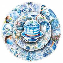 50 piezas Pegatinas de dibujos animados azules y lindos para jardín para manualidades DIY, guitarra, taza, casco, decoración creativa de vacaciones - 50 Jardines Azules - 1947 - Ver 2