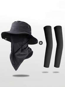 2件套遮阳帽+面罩，夏季徒步露营钓鱼渔夫帽男女通用户外防晒帽和面罩 - A - 查看 12