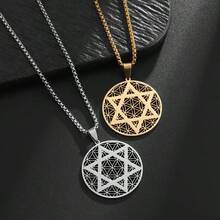 1 chiếc mặt dây chuyền hình ngôi sao David, hoa sự sống, bằng thép không gỉ, bùa hộ mệnh hình học thiêng liêng, thích hợp cho phụ nữ đeo hàng ngày. - Nhiều màu - Xem 1