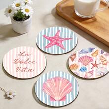 4/12/100 chiếc Đế lót ly bằng gỗ chủ đề mùa hè, chống trơn trượt và chịu nhiệt, hoàn hảo để đựng cà phê hoặc tinh dầu thơm. Bạn có thể đặt chúng trong bếp hoặc trên bàn ăn, hoặc dùng làm quà tặng. - nhiều màu - Xem 1