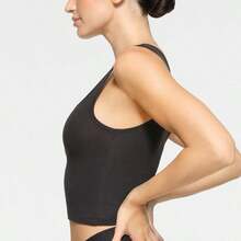 SKIMS Cotton Rib Tank | Ribbed Jersey Vest, Body-Hugging Stretch Cotton Cami For Everyday Lounge & Layering - Soot - View 3