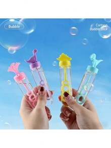 Dinosaur Pattern Mini Bubble Wand - Colorful Plastic Bubble Toy, Durable Birthday Party Favors, Classroom Rewards, Thanksgiving & Christmas Gifts (Bubble Liquid Not Included), Outdoor Entertainment Accessory - Multicolor - View 1