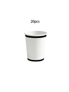 10个/20个/50个装一次性白色纸杯，白色杯身黑色杯口，冷热饮杯，适用于派对、婚礼、迎婴派对、生日、新娘送礼会、咖啡、茶、汽水等，也适合家庭办公使用，男女皆宜。 - 黑邊 - 查看 8
