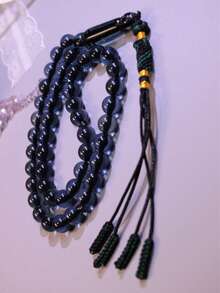 1 chuỗi tràng hạt pha lê đen xanh cổ điển, 45 hạt 10mm dệt thủ công, chuỗi tràng hạt cầu nguyện cá nhân theo phong tục Trung Đông, phụ kiện đeo hàng ngày cho các cặp đôi. - Nhiều màu - Xem 6