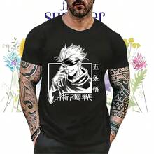 JJK Kimetsu No Yaiba Anime Themed T-Shirt, Classic Tee, Unisex Pure Cotton Japanese Anime T-Shirt, Men's Summer Clothes, Y2K Clothing, Stylish Vintage T-Shirt, Loose Fit Short Sleeve T-Shirt, Funny Print T-Shirt, Summer Outfits, Rock Concert Outfit, Vacation Tops, Casual Summer Tops, Comfortable Outdoor Casual Wear, Matching Family Sets, Graphic Tee, Regular Fit, Soft And Lightweight, For Pop Culture Lovers, Streetwear Style, Must-Have Gift For Fashion Enthusiasts, Perfect Gift For Men And Women, Crew Neck T-Shirt For Fans, Girlfriend, Boyfriend, Husband, Valentine's Day Gift, St. Patrick's Day Gift. Men's Casual Graphic Tees, Lightweight, Cotton Blend, Short Sleeve, For Sports And Everyday Wear By Teess - 黑色 - 查看 7