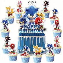 Cartoon Anime Cupcake Toppers, Cupcake Decorations, Hedgehog Themed Birthday Party Decorations - View 3