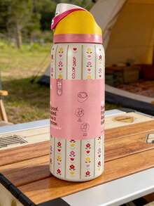 Owal 24oz/32Oz Insulated Stainless Steel Water Bottle With Straw For Sports And Travel, Hint Of Grape & Insulated Stainless Steel Water Bottle With Straw For Sports And Travel - Flower Crown-32oz - 查看 4
