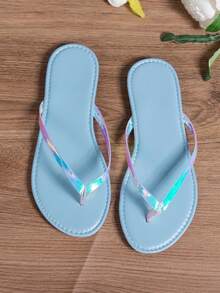 Dép xỏ ngón đế bằng thời trang nữ, dép đi biển thoải mái cho mùa hè. - Màu xanh nhạt - Xem 5