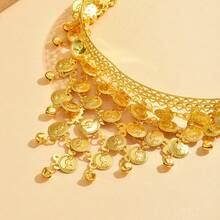 1 pieza Diadema con diseño único de cadena con borla con forma de moneda con patrón de retrato de estilo de Oriente Medio, adecuada para actuaciones de danza, elegante, fiesta - Dorado - Ver 7